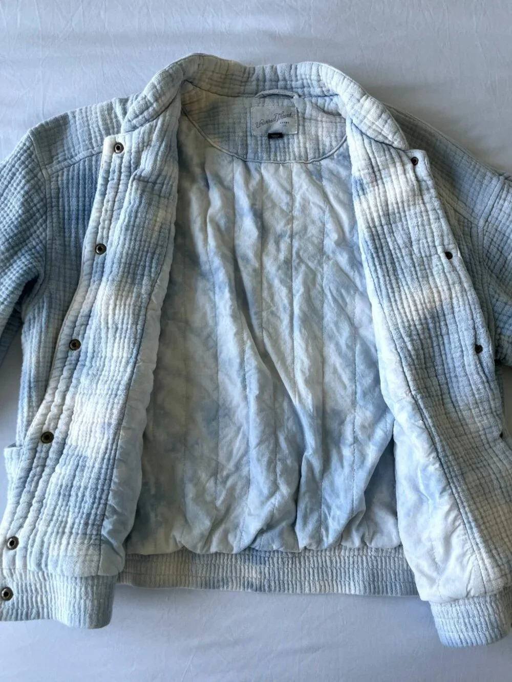 Universal Thread Blue & White Tie-Dye Quilted Jacket - Cotton Bomber Style - M
